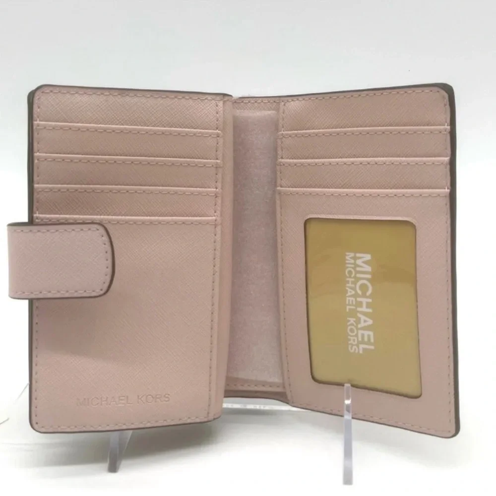 Michael Kors Medium Bifold Zip Chain Wallet Powder Blush